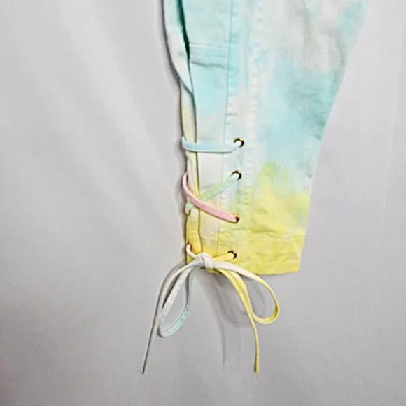 NWT LoveShackFancy Tao Denim Pants Jeans RAINBOW RADIAL TIE DYE size 0 XS Ankle - Picture 6 of 13